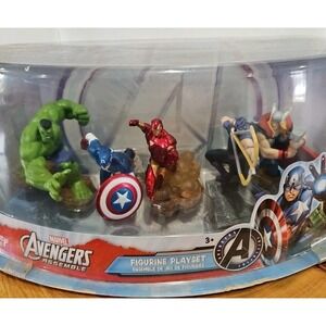MARVEL AVENGERS ASSEMBLE FIVE PIECE FIGURINE PLAYSET HULK THOR IRON MAN MORE NIB